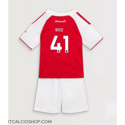 Arsenal Declan Rice #41 Prima Maglia Bambino 2025-26 Manica Corta (+ Pantaloni corti)